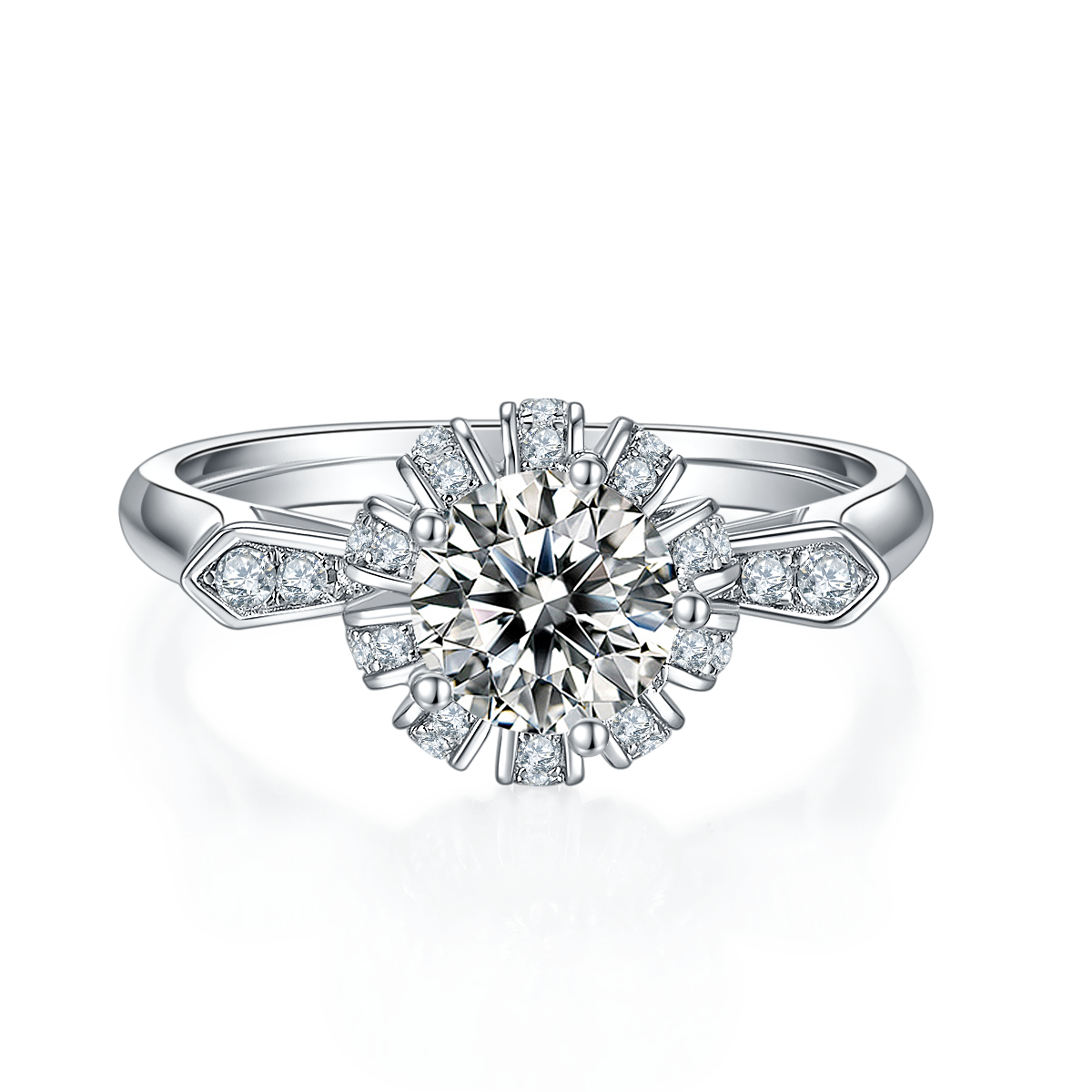 Uniform Temptation S925 Silver Plated Platinum Moissanite Women's Ring 1 Carat D-Class